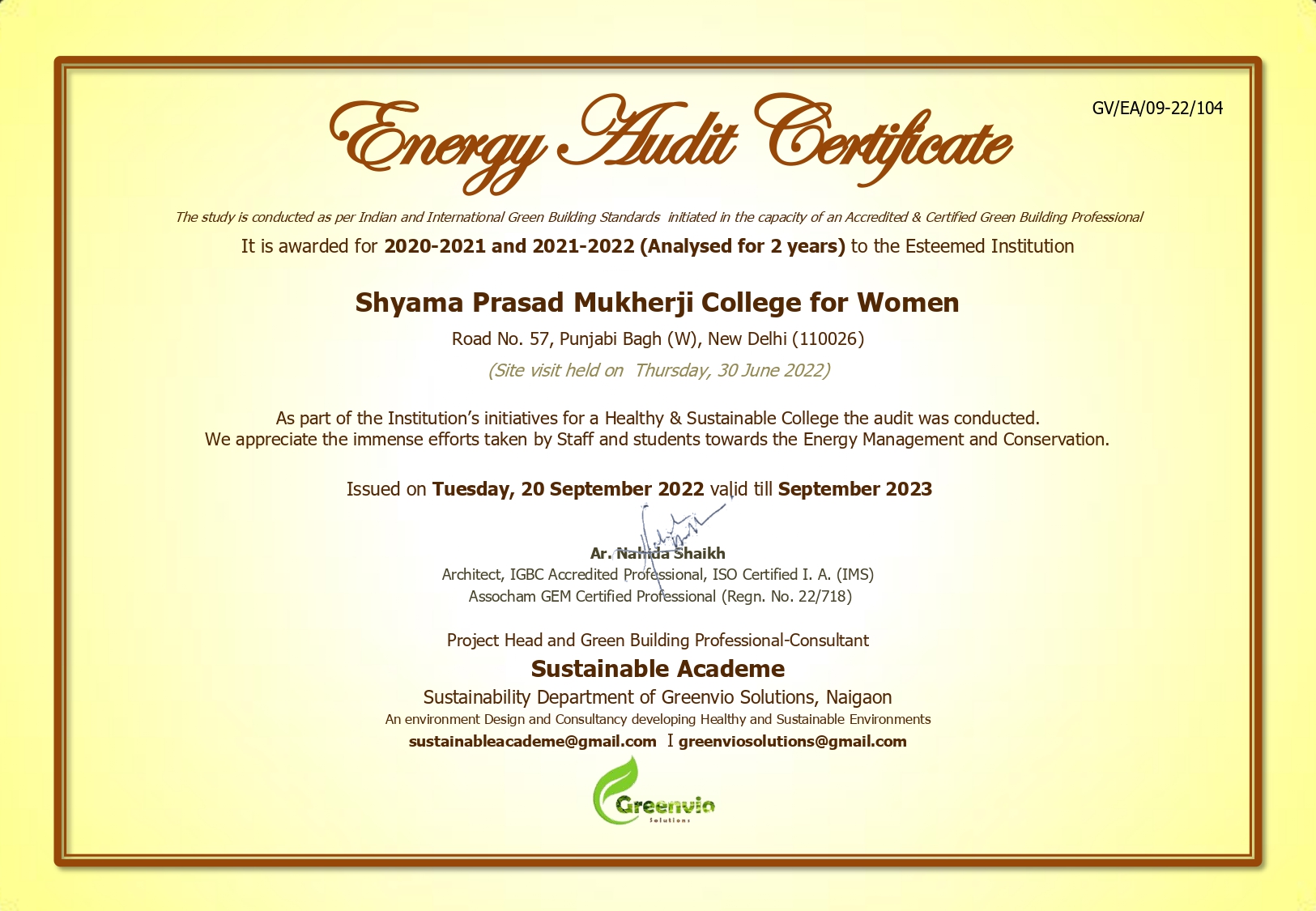 2. Energy Audit Certificate